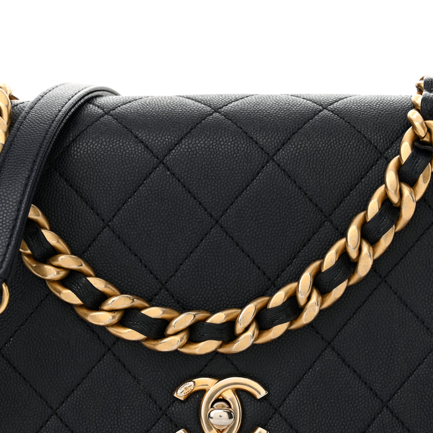 Caviar Quilted Small Fashion Therapy Flap Bag Navy Blue