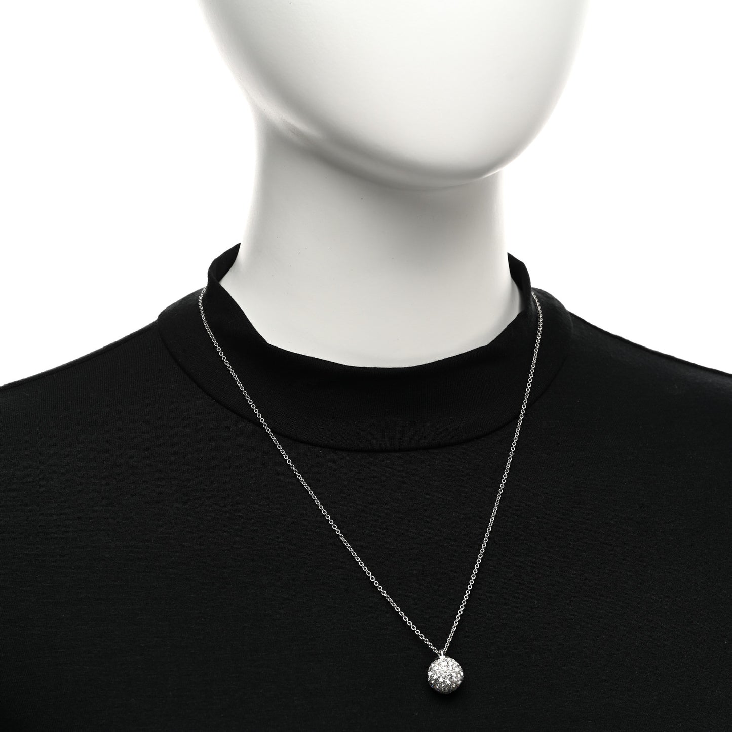 18K White Gold Diamond 12mm HardWear Ball Pendant Necklace