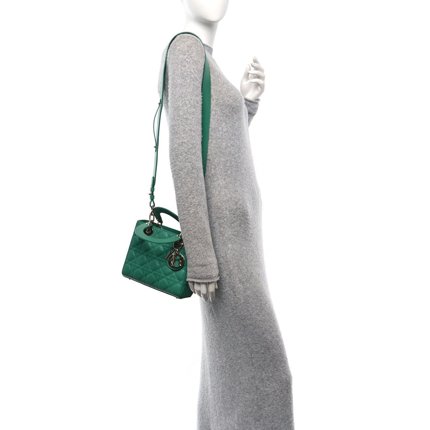 Christian Dior Lambskin Cannage Small My ABCDior Lady Dior Green 2 of 10