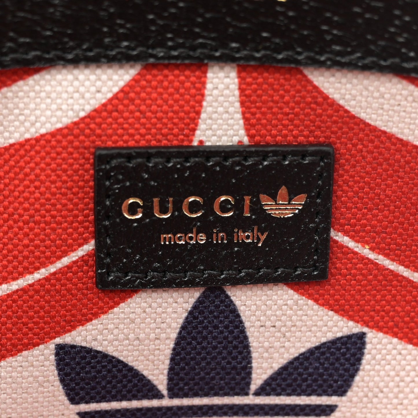 X ADIDAS Textured Dollar Calfskin Web Small Trefoil Horsebit 1955 Shoulder Bag Black Off White