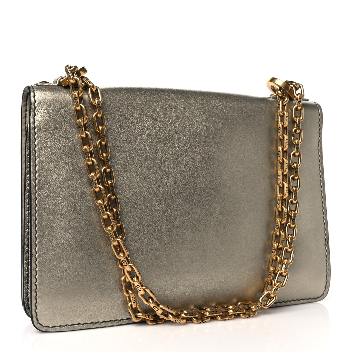 Metallic Calfskin J'Adior Mini Chain Flap Bag Gold