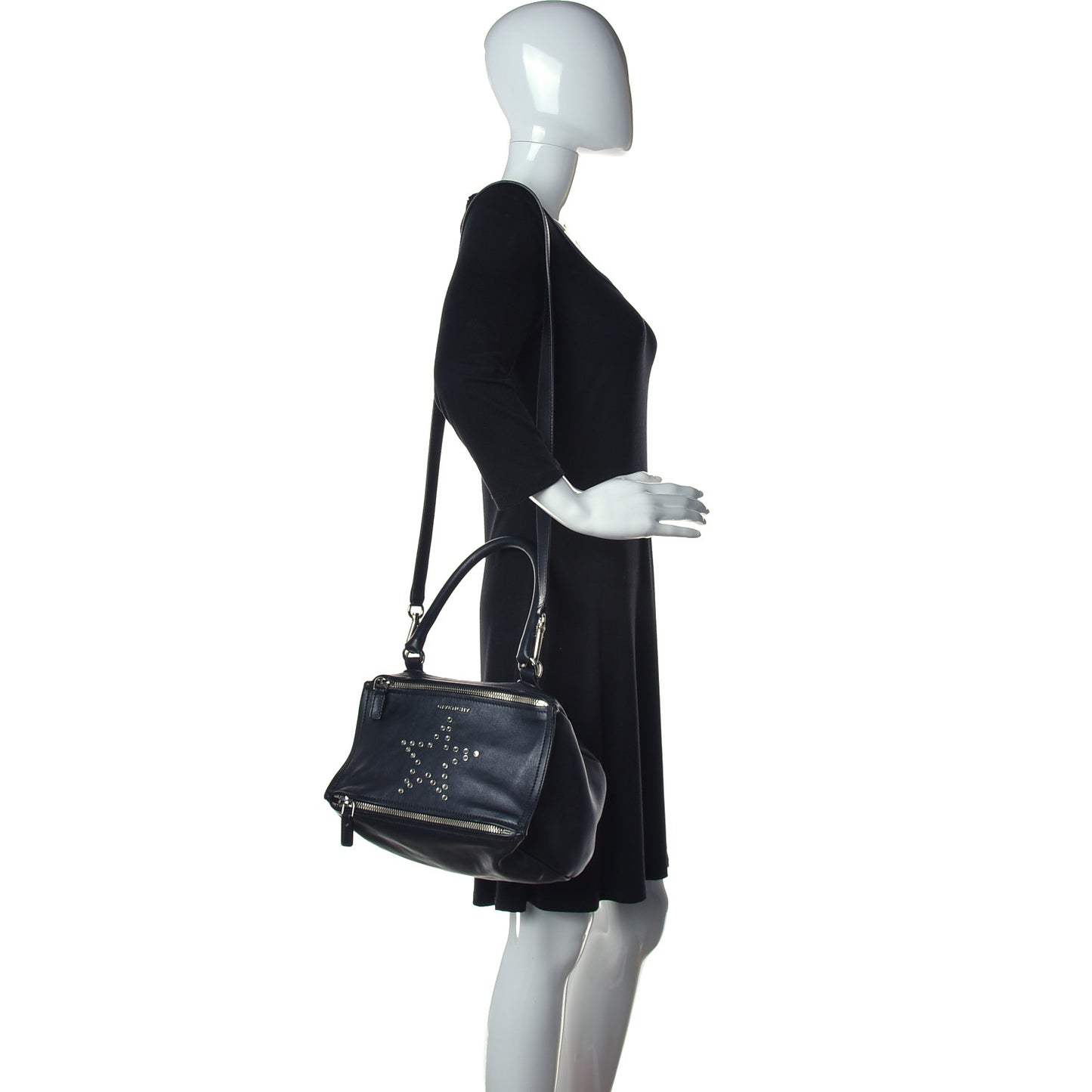 Calfskin Small Studded Star Pandora Black