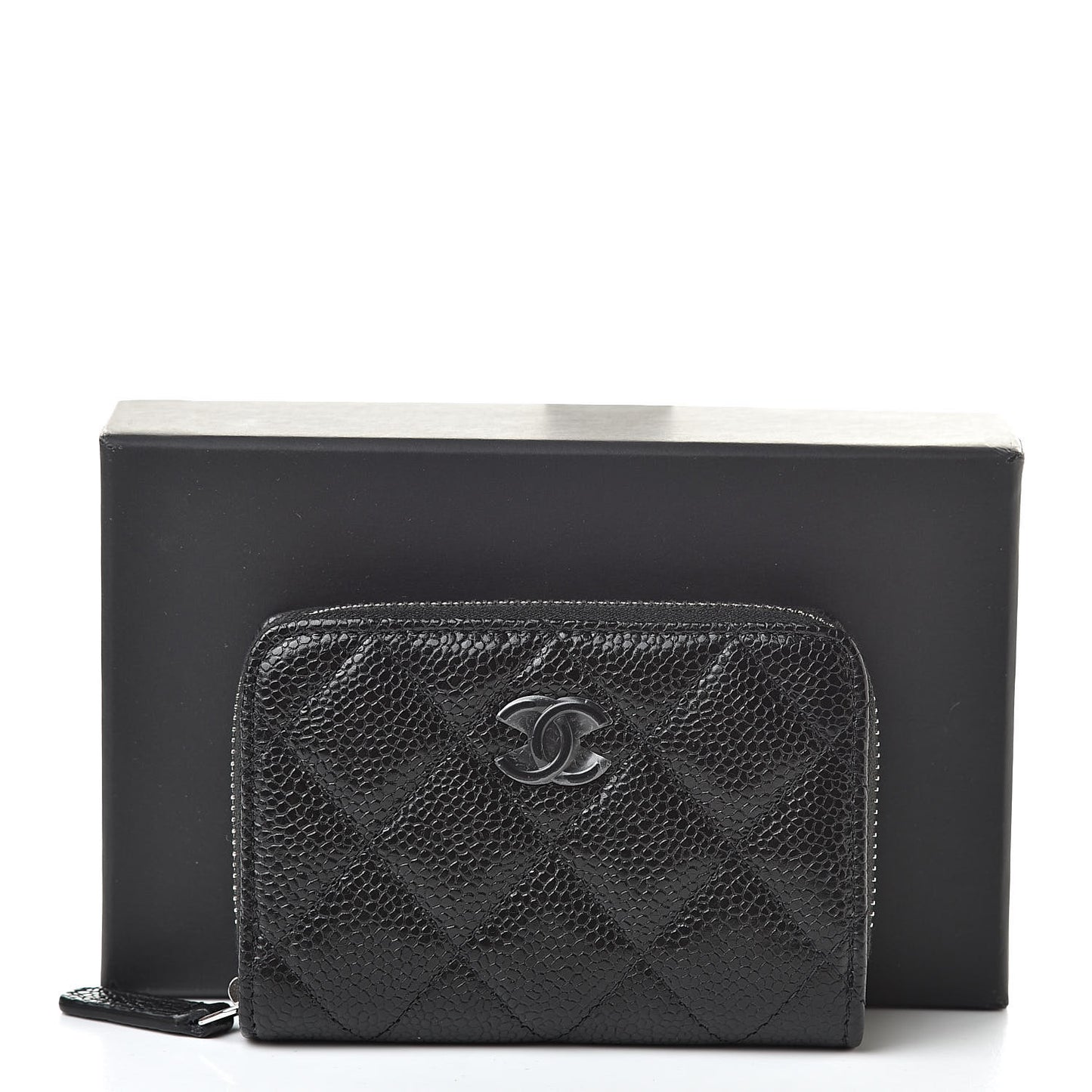 Caviar Quilted Incognito Zip Coin Purse Black