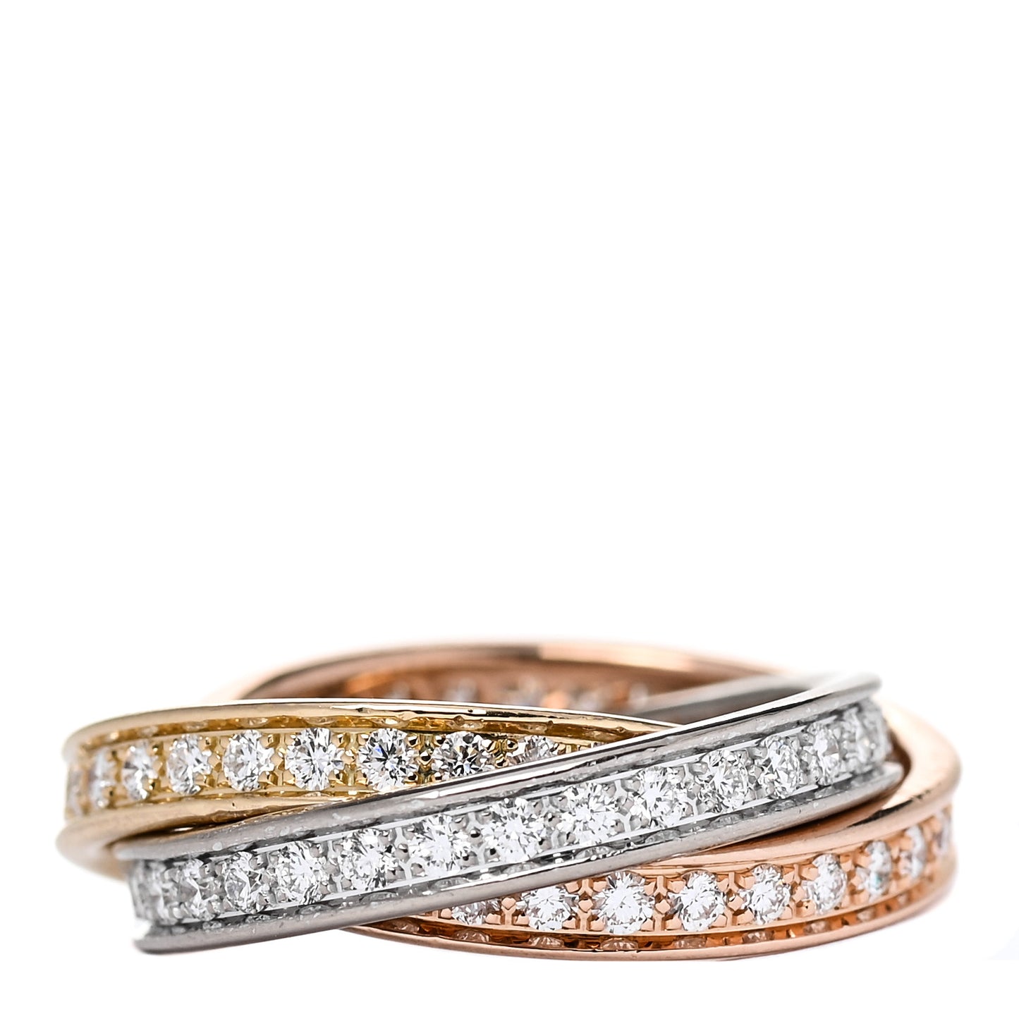 18K White Yellow Pink Gold Diamond Trinity Ring 52 6