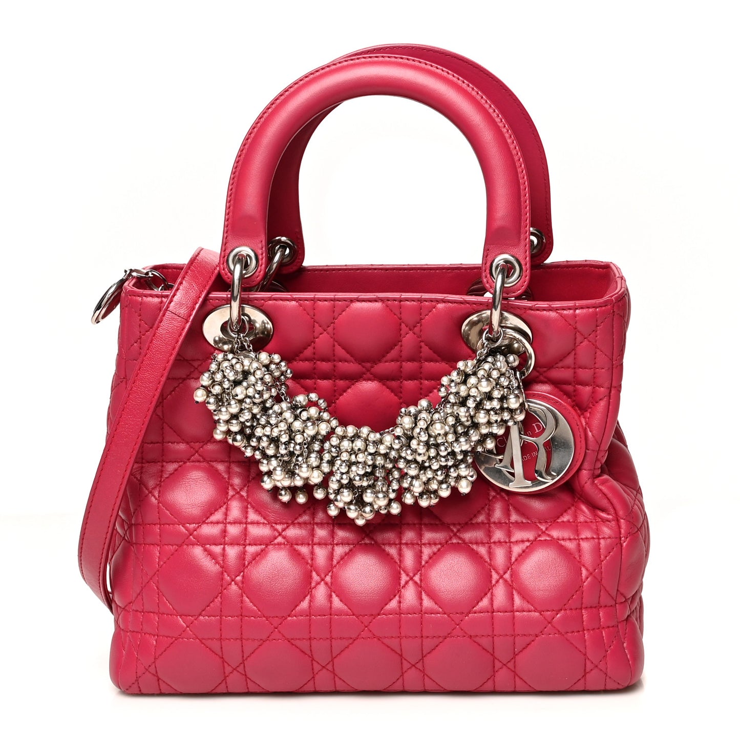 Lambskin Cannage Medium Pearl Lady Dior Dark Pink