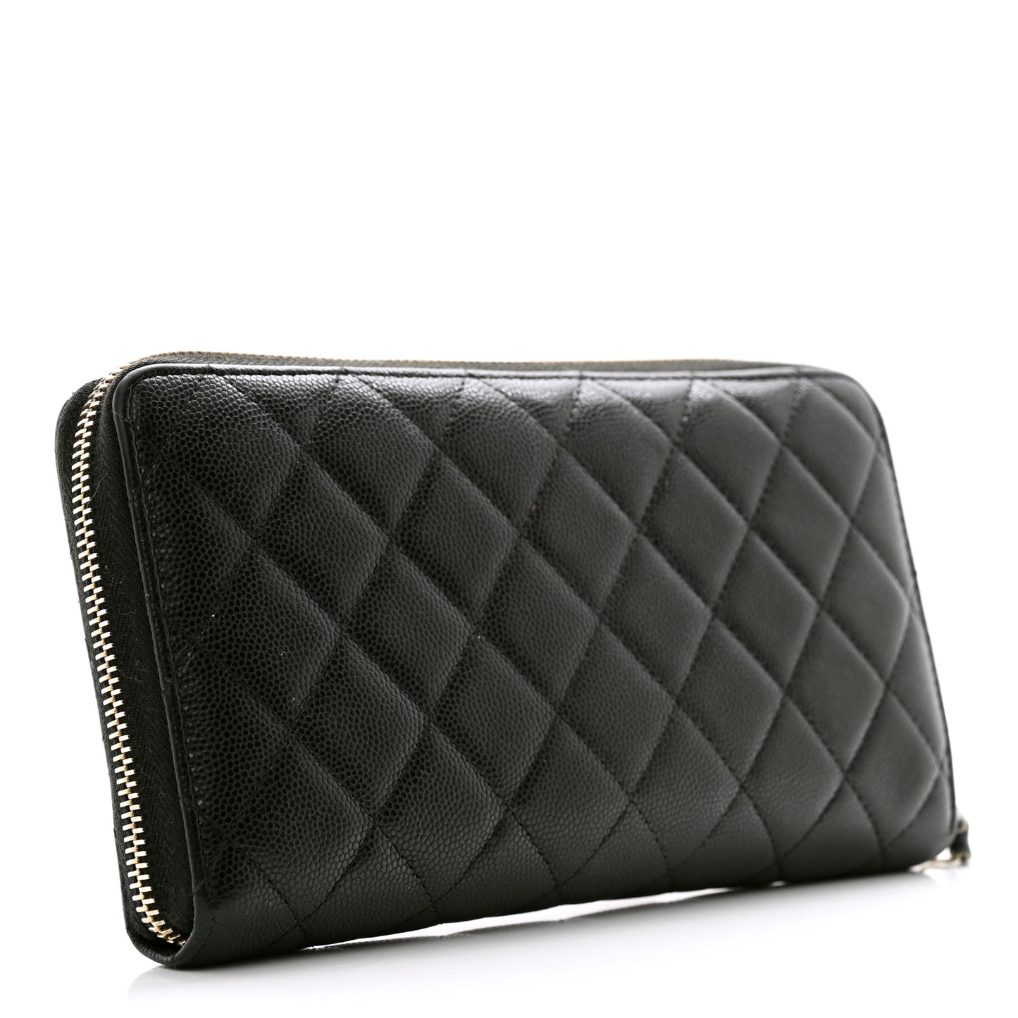 Caviar Quilted Large Zip Around Organizer Wallet Black