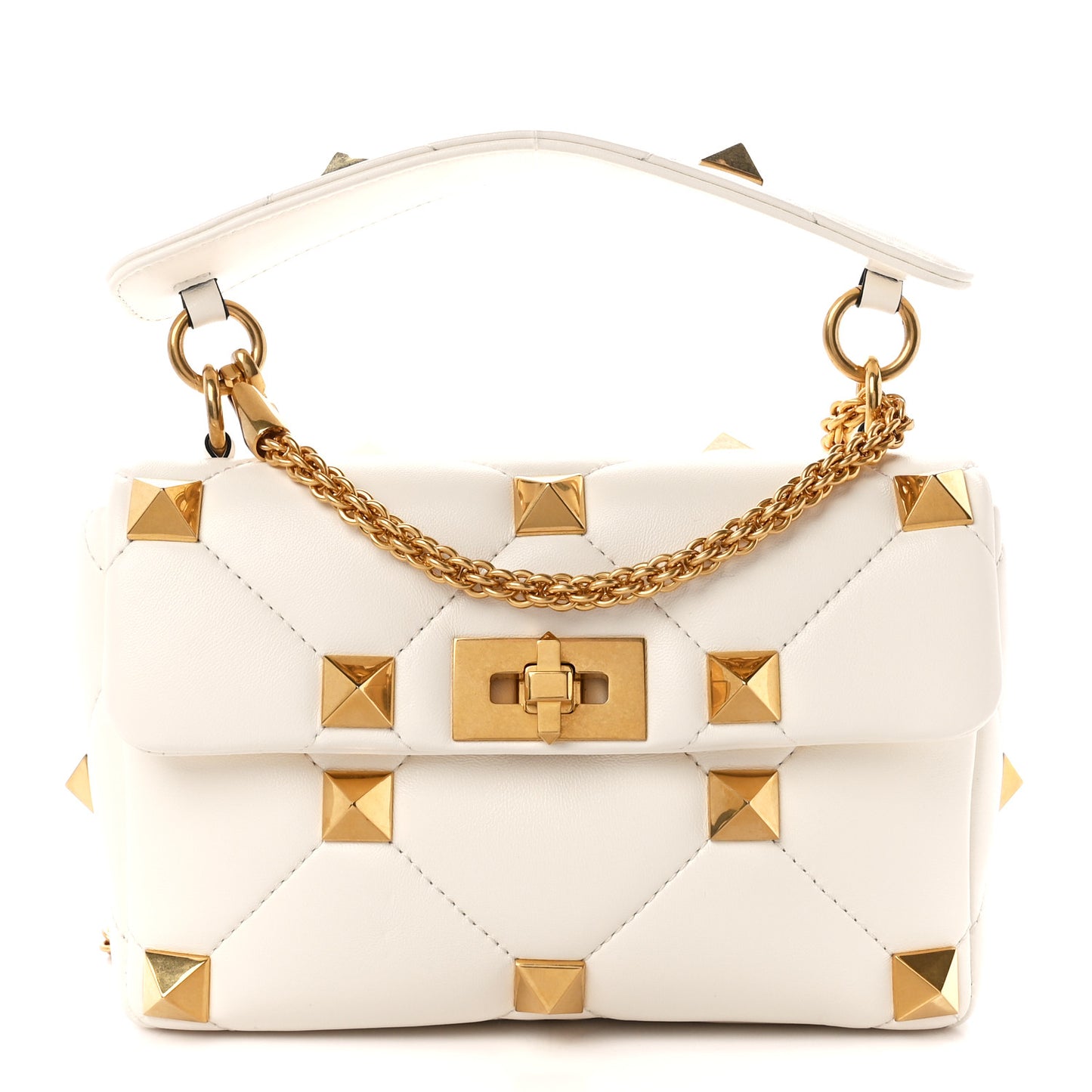 Nappa Medium Roman Stud Shoulder Bag Ivory