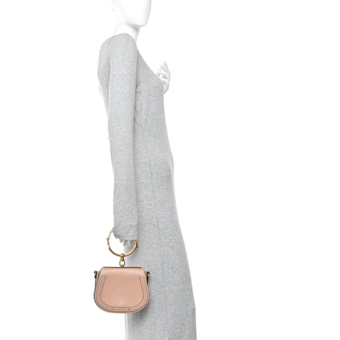 Calfskin Suede Small Nile Bracelet Bag Biscotti Beige