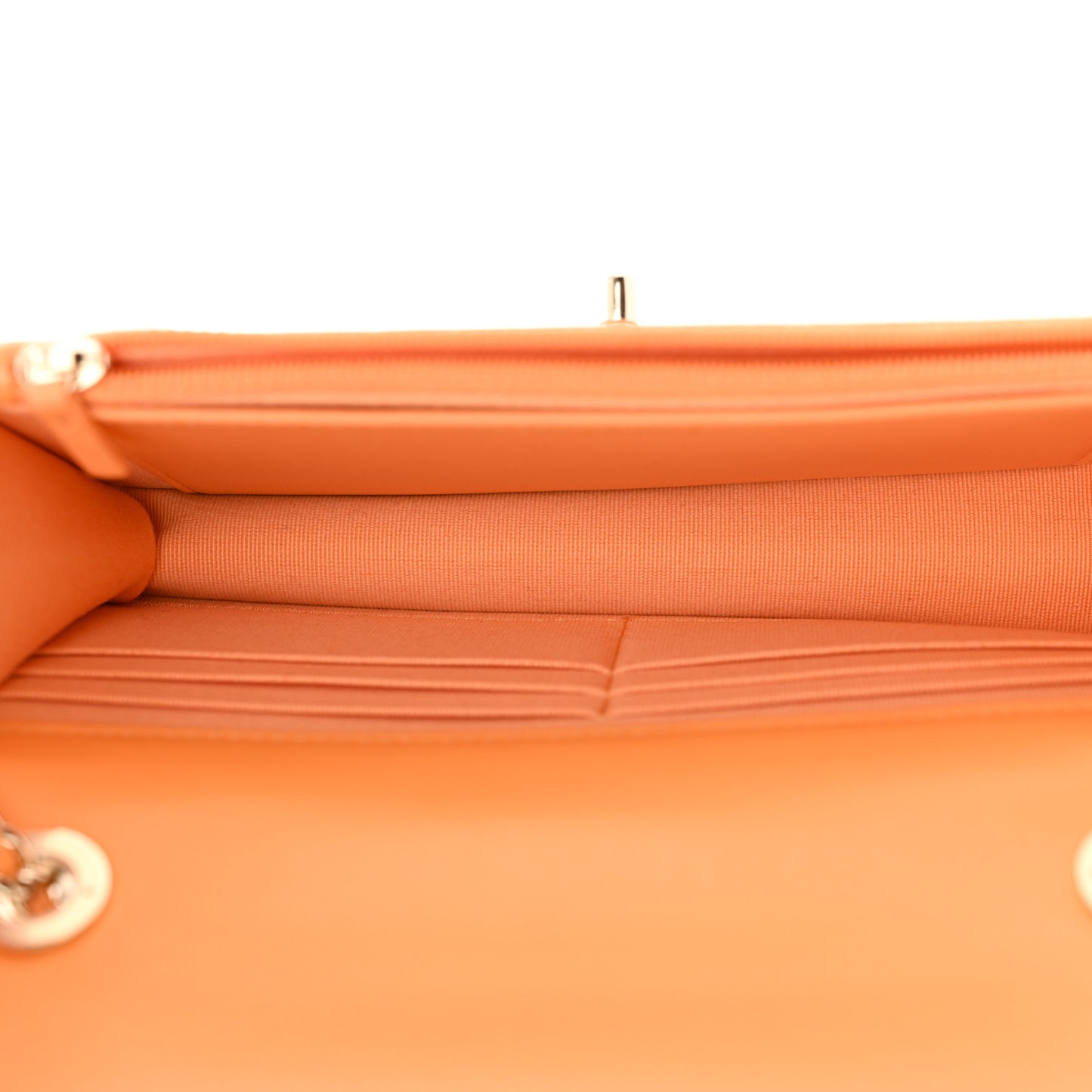 Lambskin Lacquered Quilted Trendy CC Wallet On Chain WOC Orange
