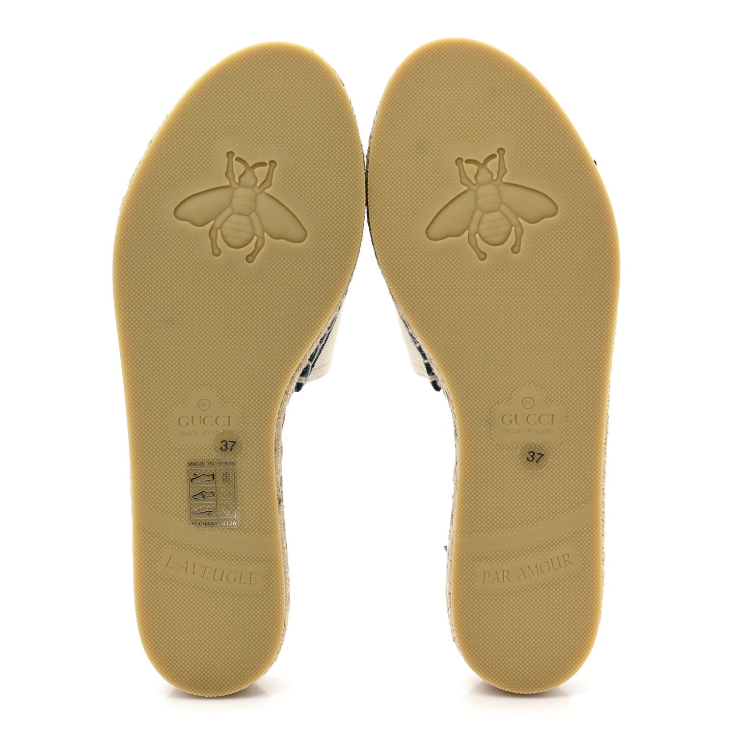 Canvas Interlocking G Espadrille Slide Sandals 37 Mystic White Royale Blue