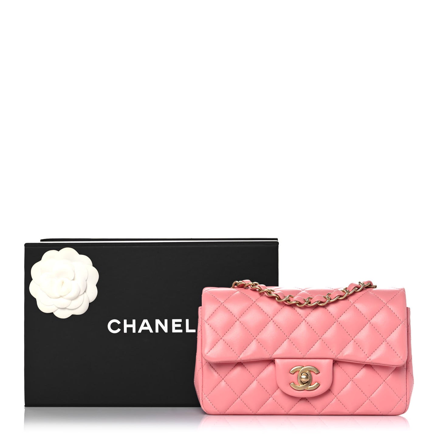 Lambskin Quilted Mini Rectangular Flap Pink