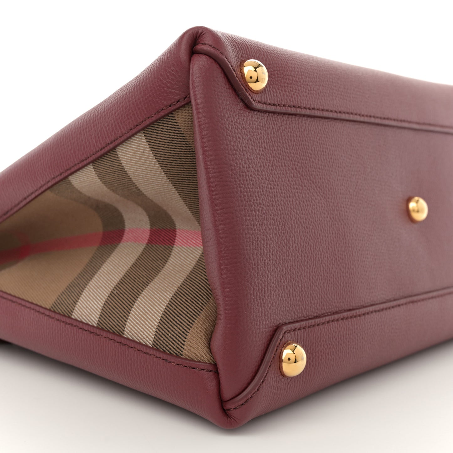 Grainy Calfskin House Check Medium Banner Tote Crimson