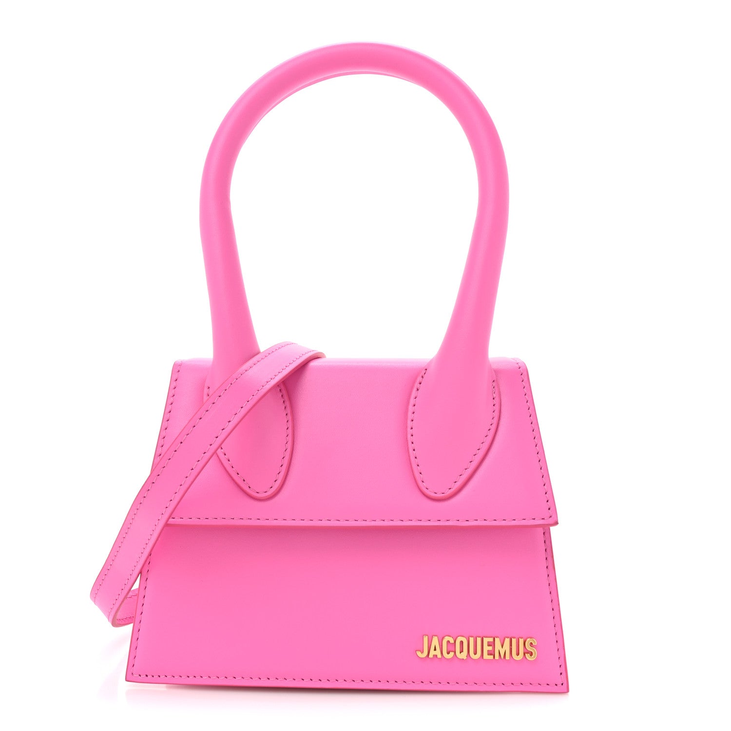 Jacquemus Smooth Calfskin Le Chiquito Moyen Neon Pink 1820185