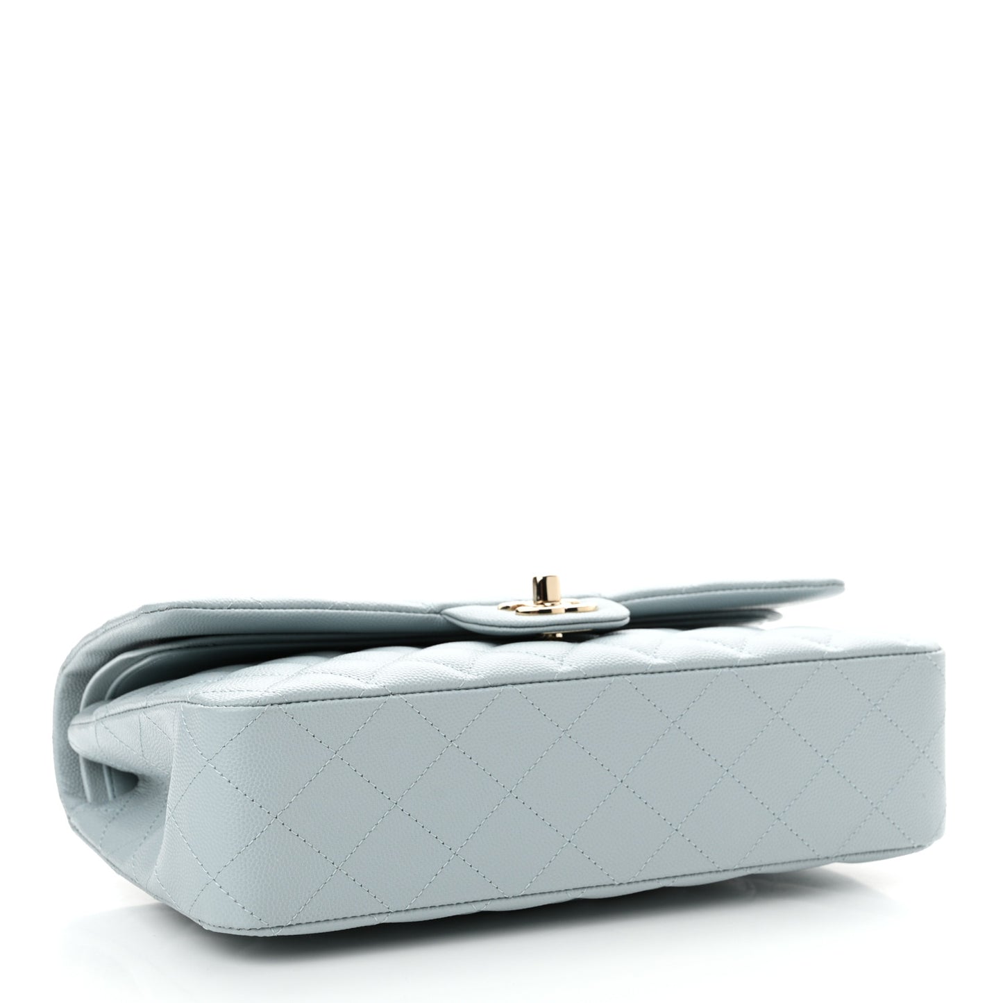 Caviar Quilted Medium Double Flap Light Blue