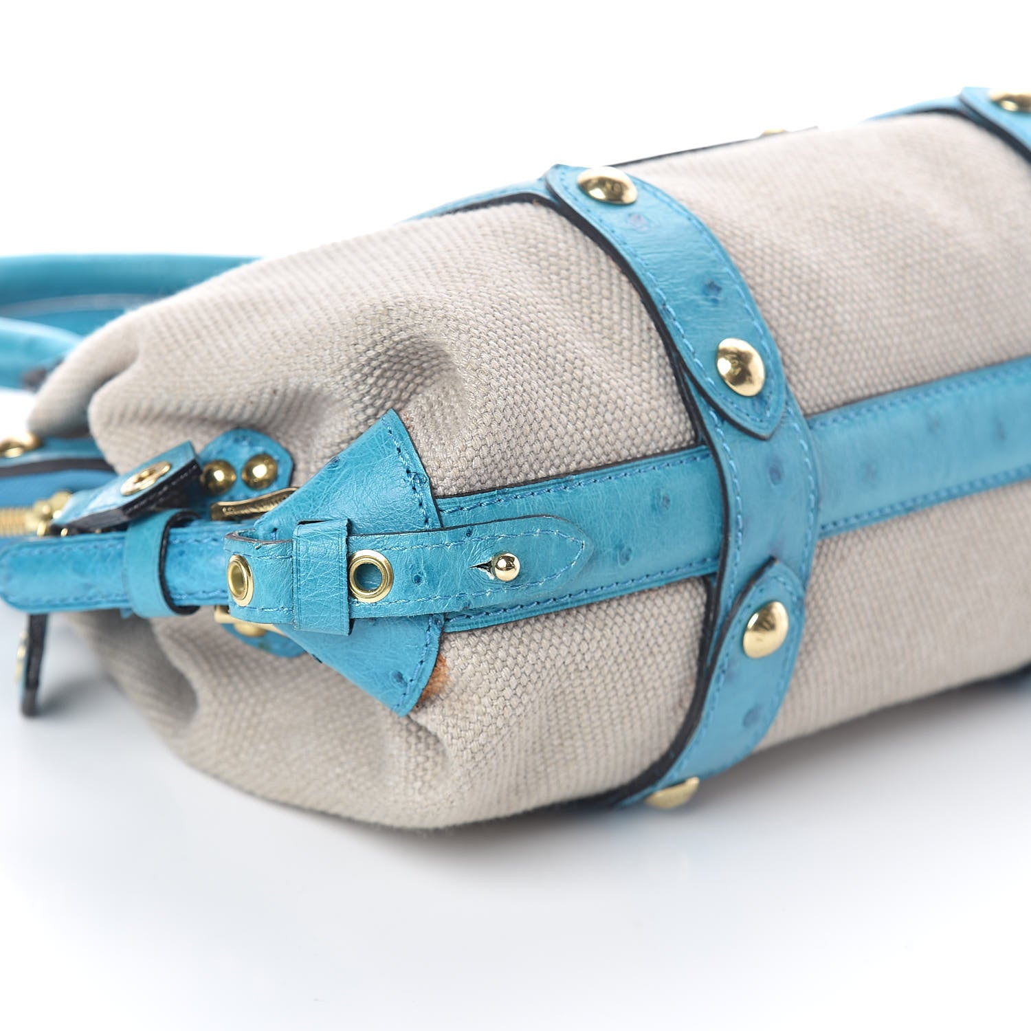 Louis Vuitton Toile Ostrich Trianon Sac De Nuit MM Turquoise 8 of 10