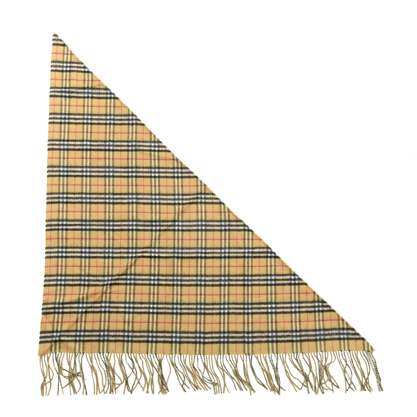 Cashmere Vintage Check Reversible Fringe Cape Scarf Antique Yellow