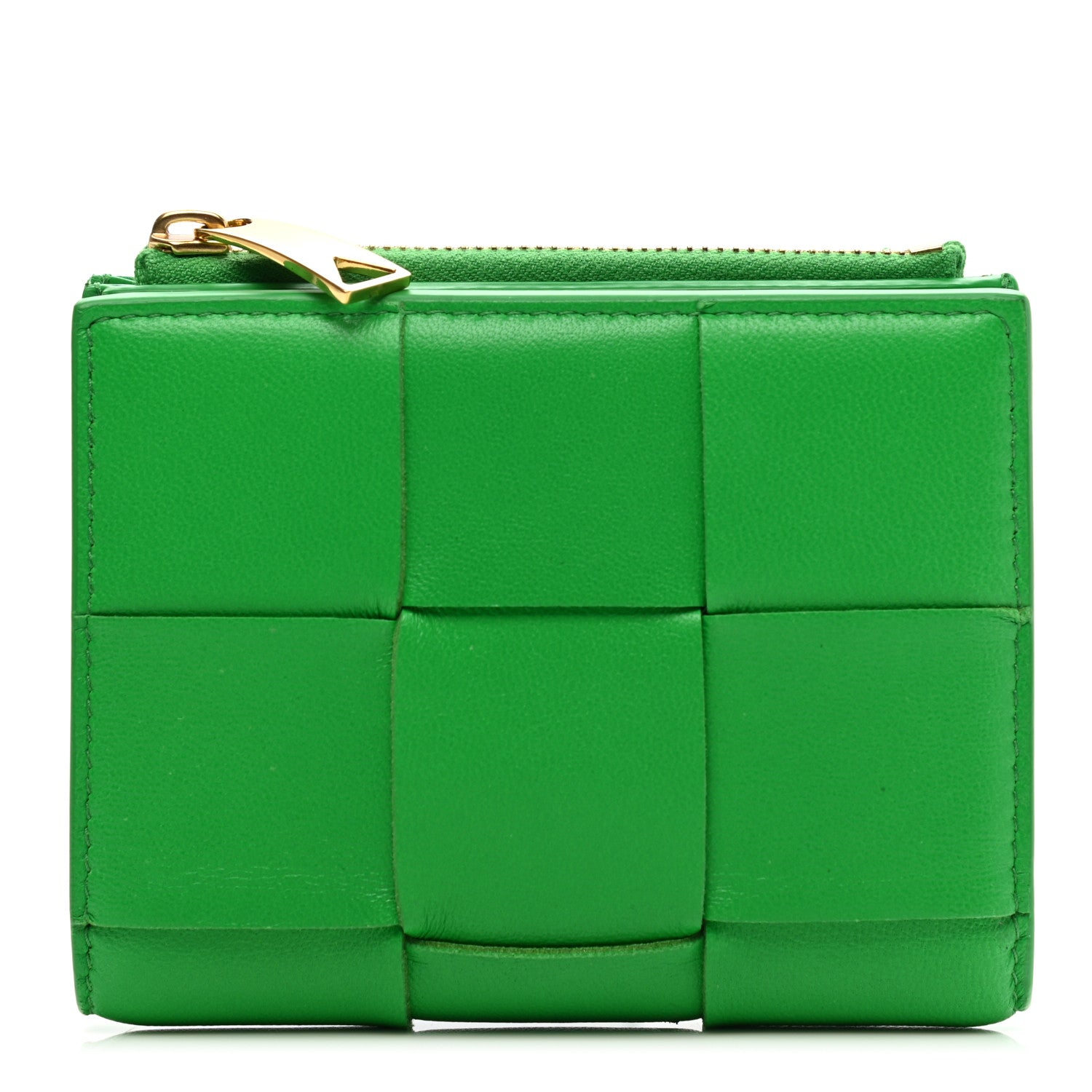 Bottega Veneta Nappa Maxi Intrecciato Bifold Zip Wallet Parakeet