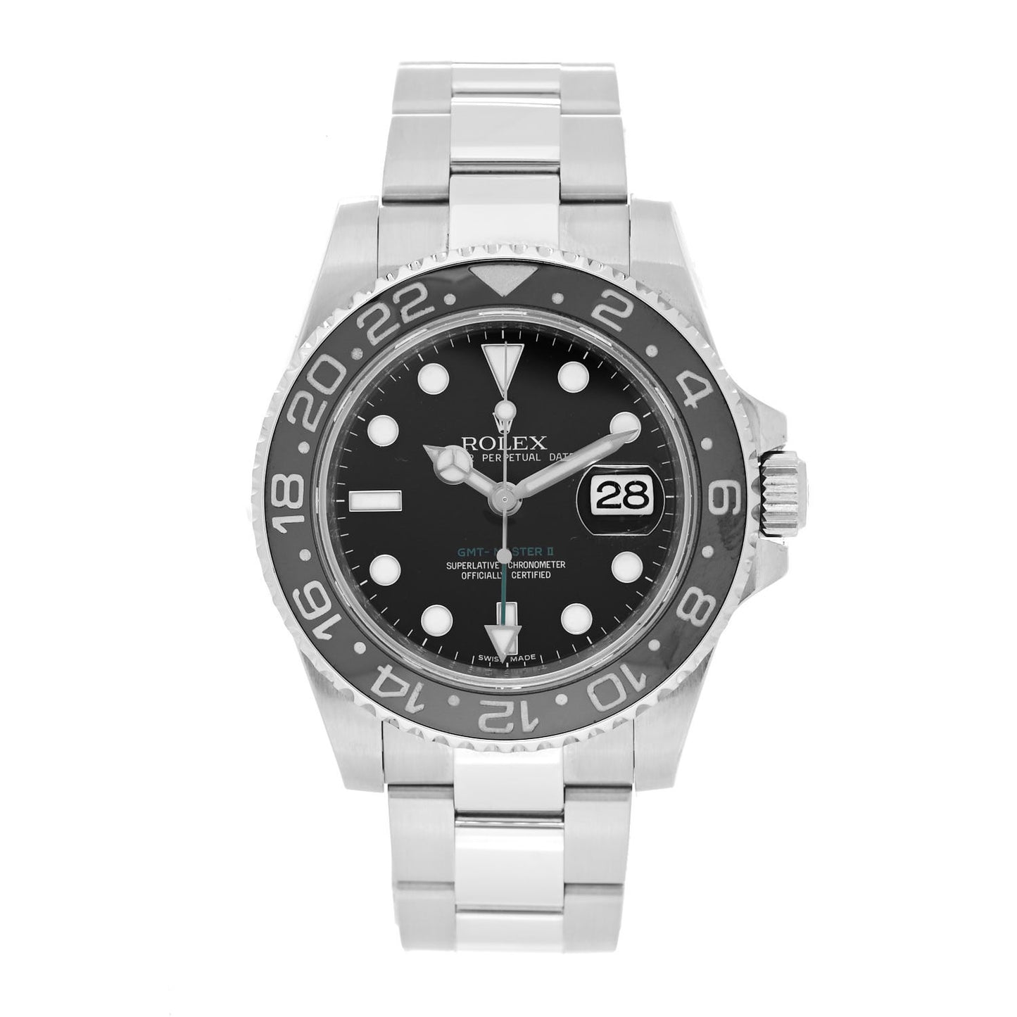 Stainless Steel 40mm Oyster Perpetual Date GMT Master II Watch Black 116710LN
