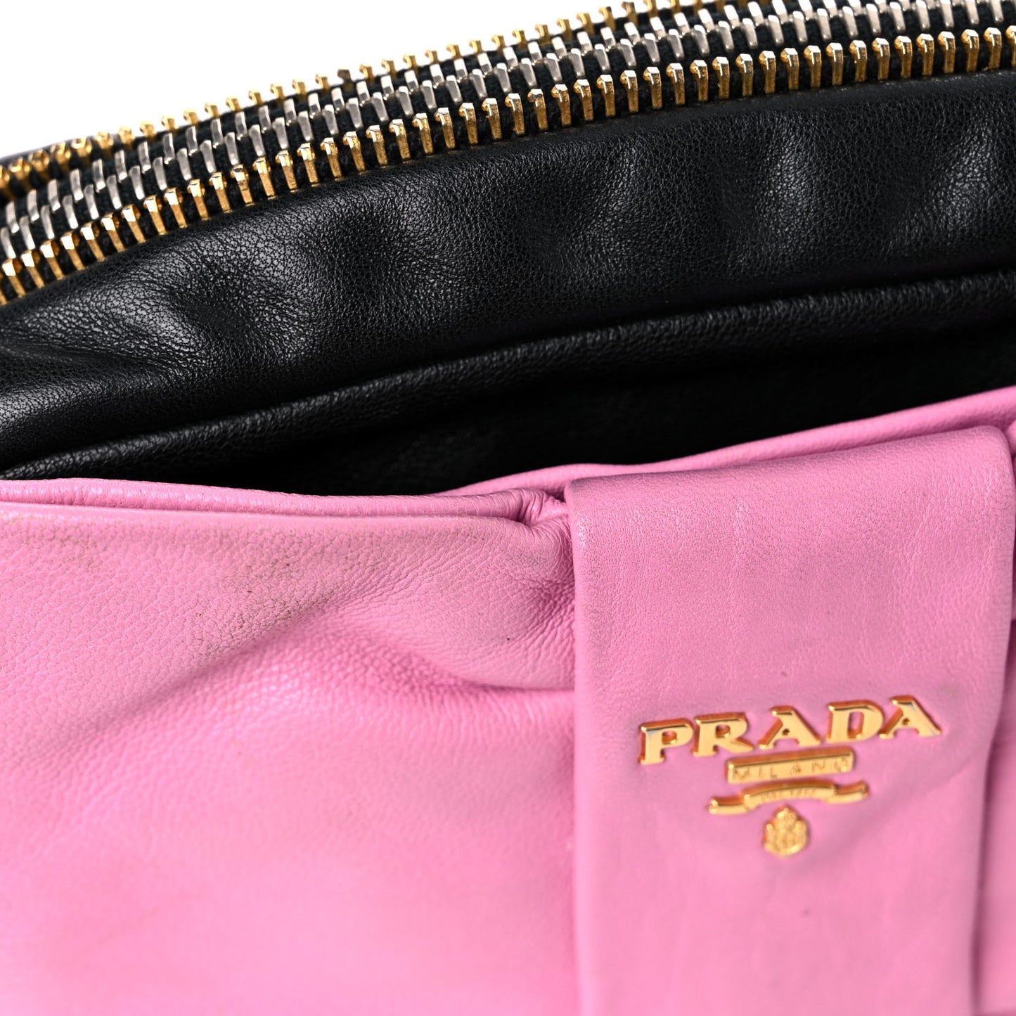 Nappa Zippers Bow Clutch Black Geranio