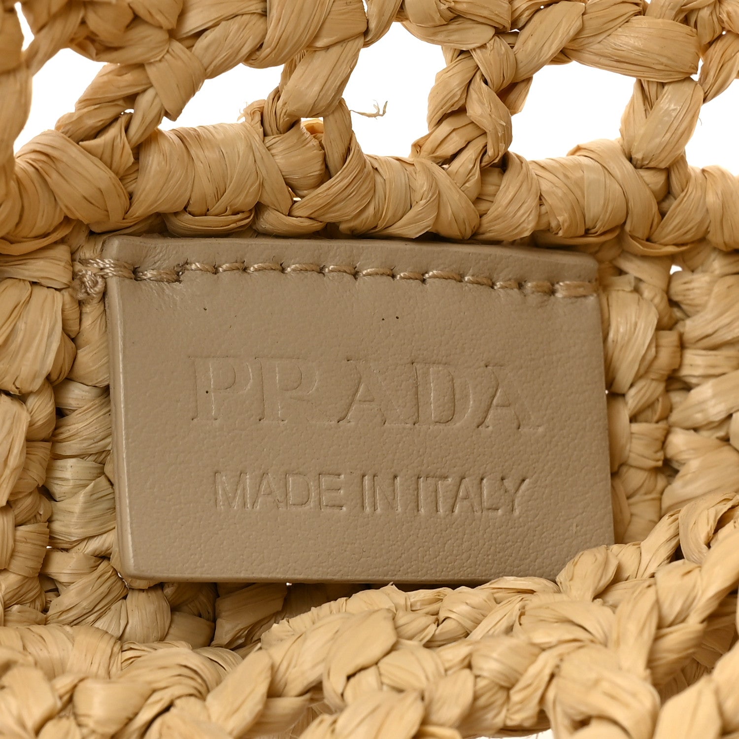 Prada Yarn Raffia Effect Crochet Logo Embroidered Tote Bag Naturale 6 of 14