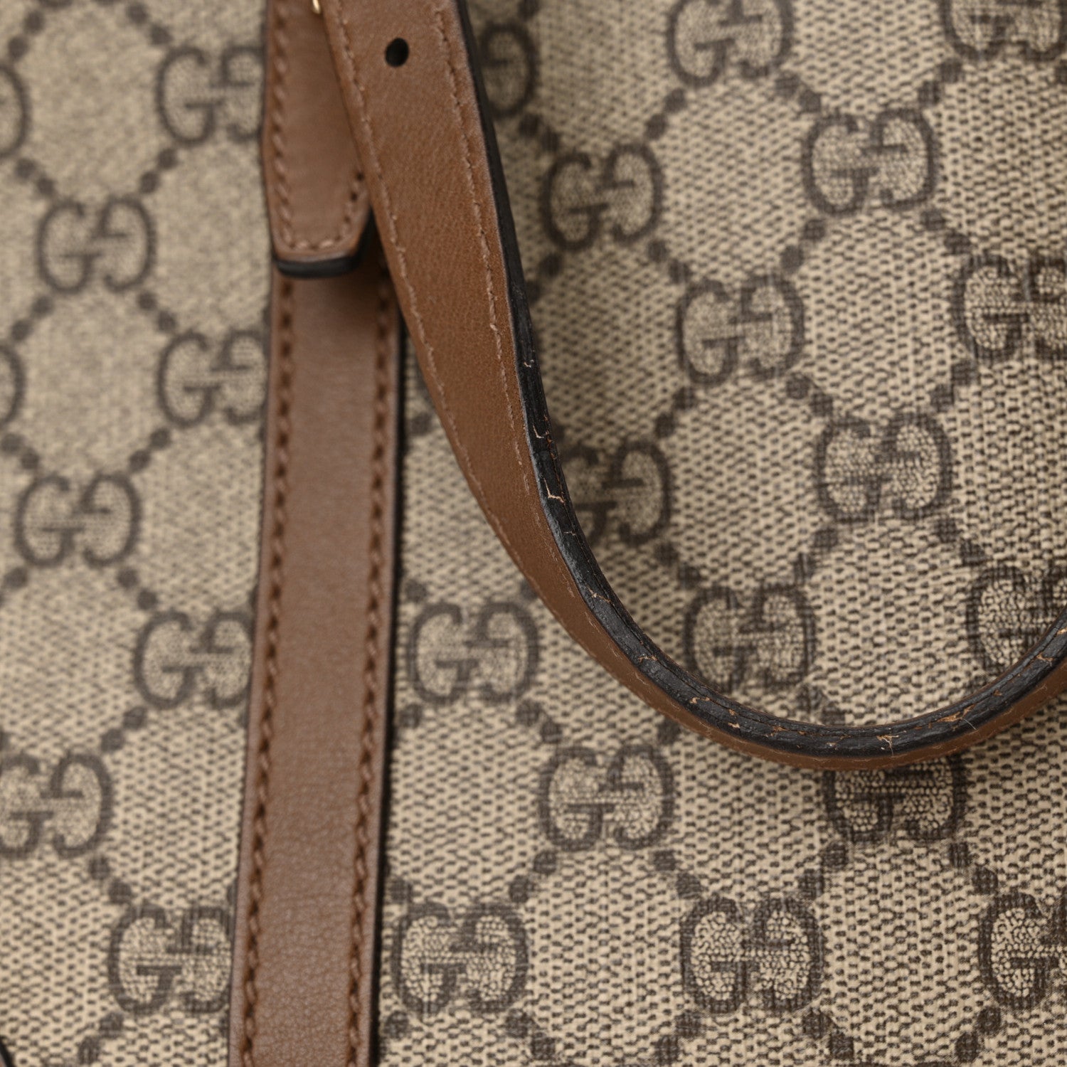 Gucci GG Supreme Monogram Margaux Calfskin Small Nice Top Handle Dome Bag Beige Ebony Acero 16 of 23