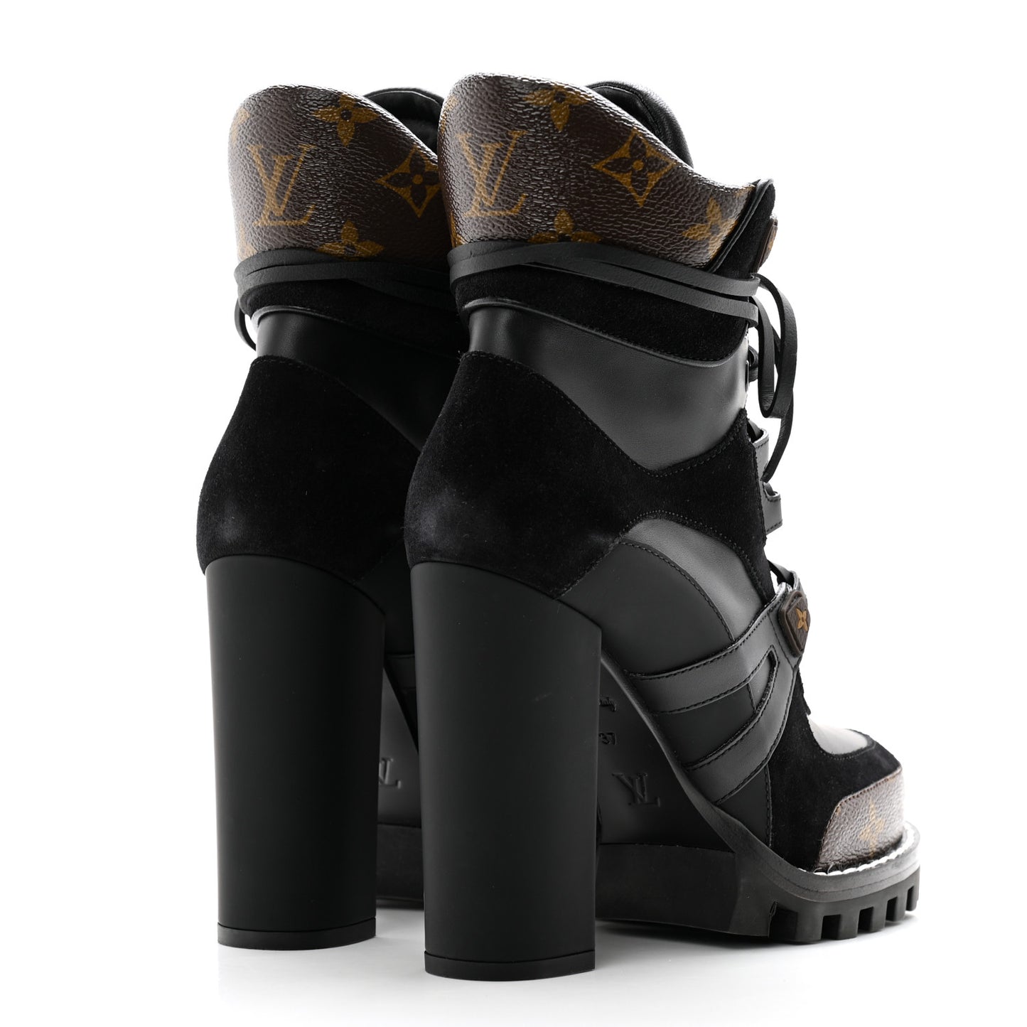 Suede Calfskin Monogram Star Trail Ankle Boots 37 Black
