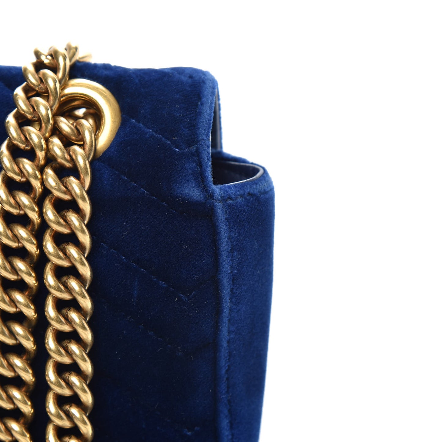 Velvet Matelasse Small GG Marmont Shoulder Bag Cobalt Blue
