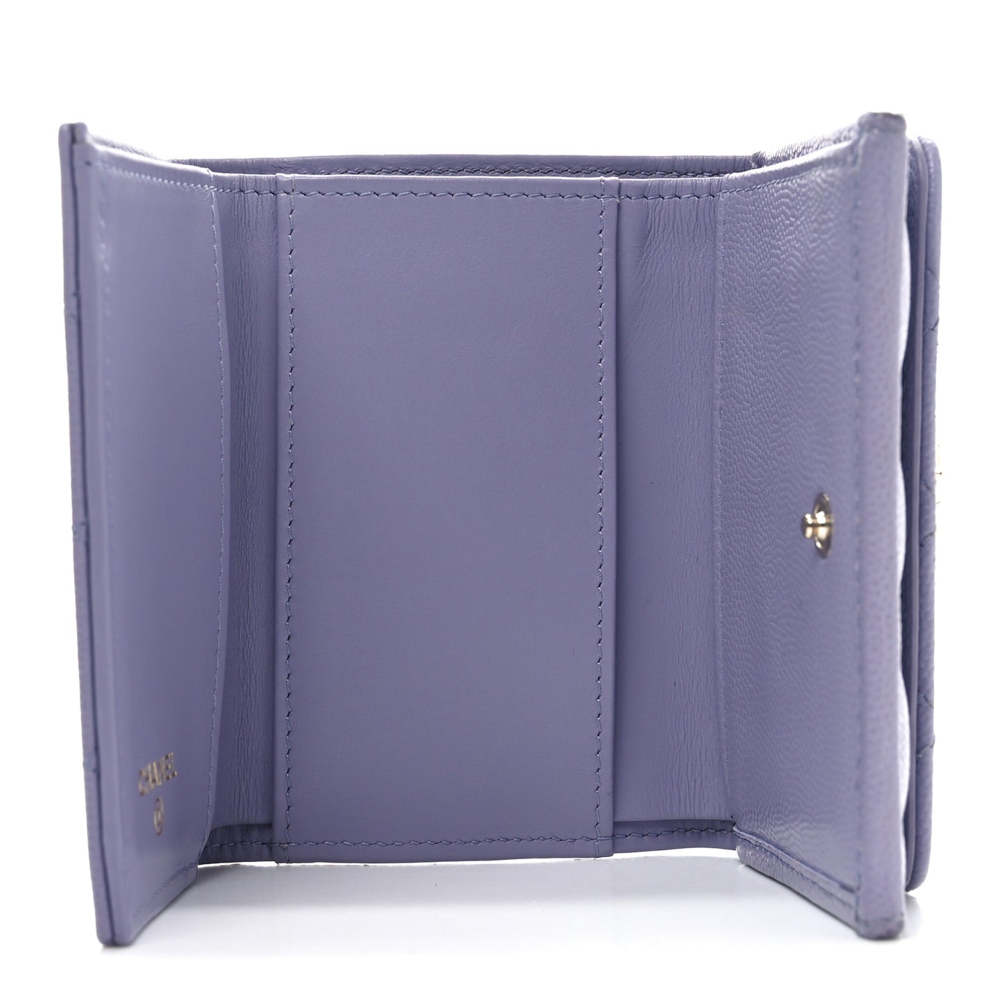 Caviar Quilted Textured CC Double Flap Wallet Purple