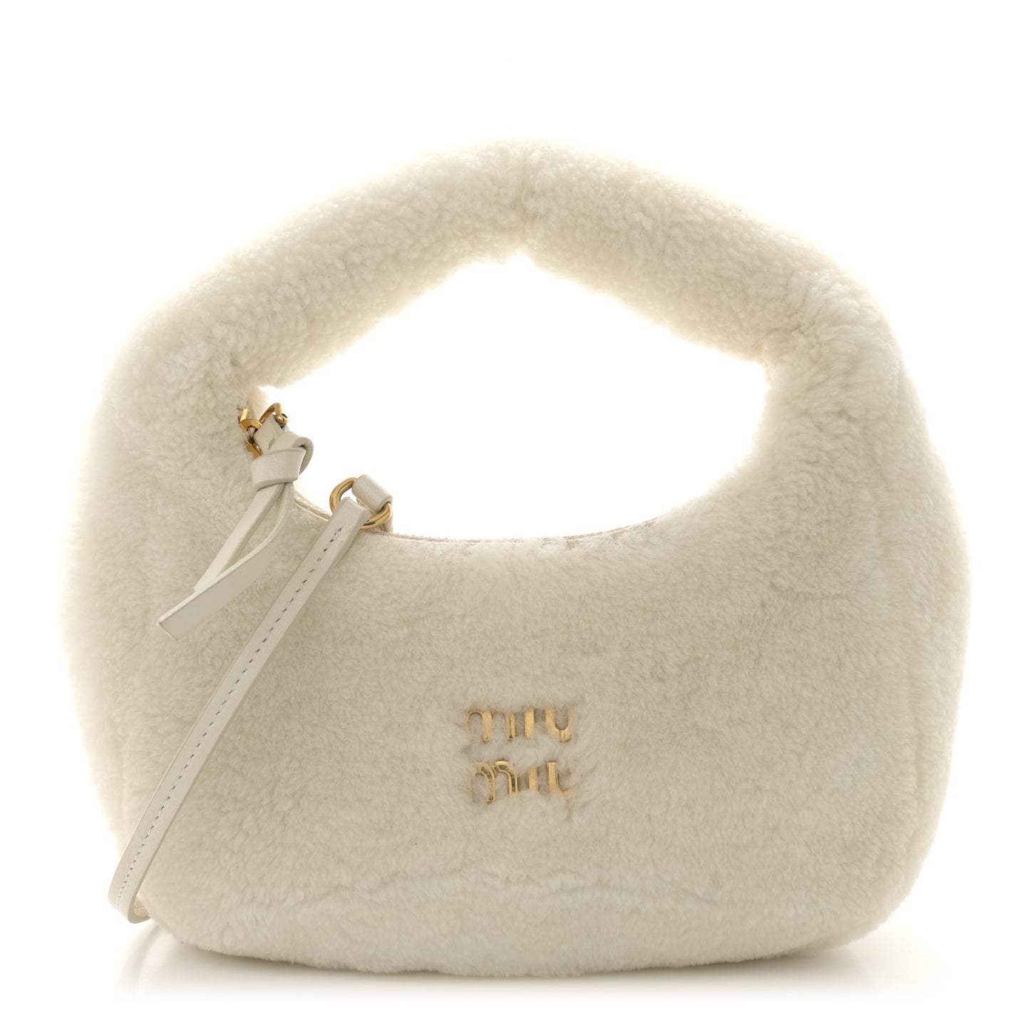 Montone Shearling Small Wander Hobo White