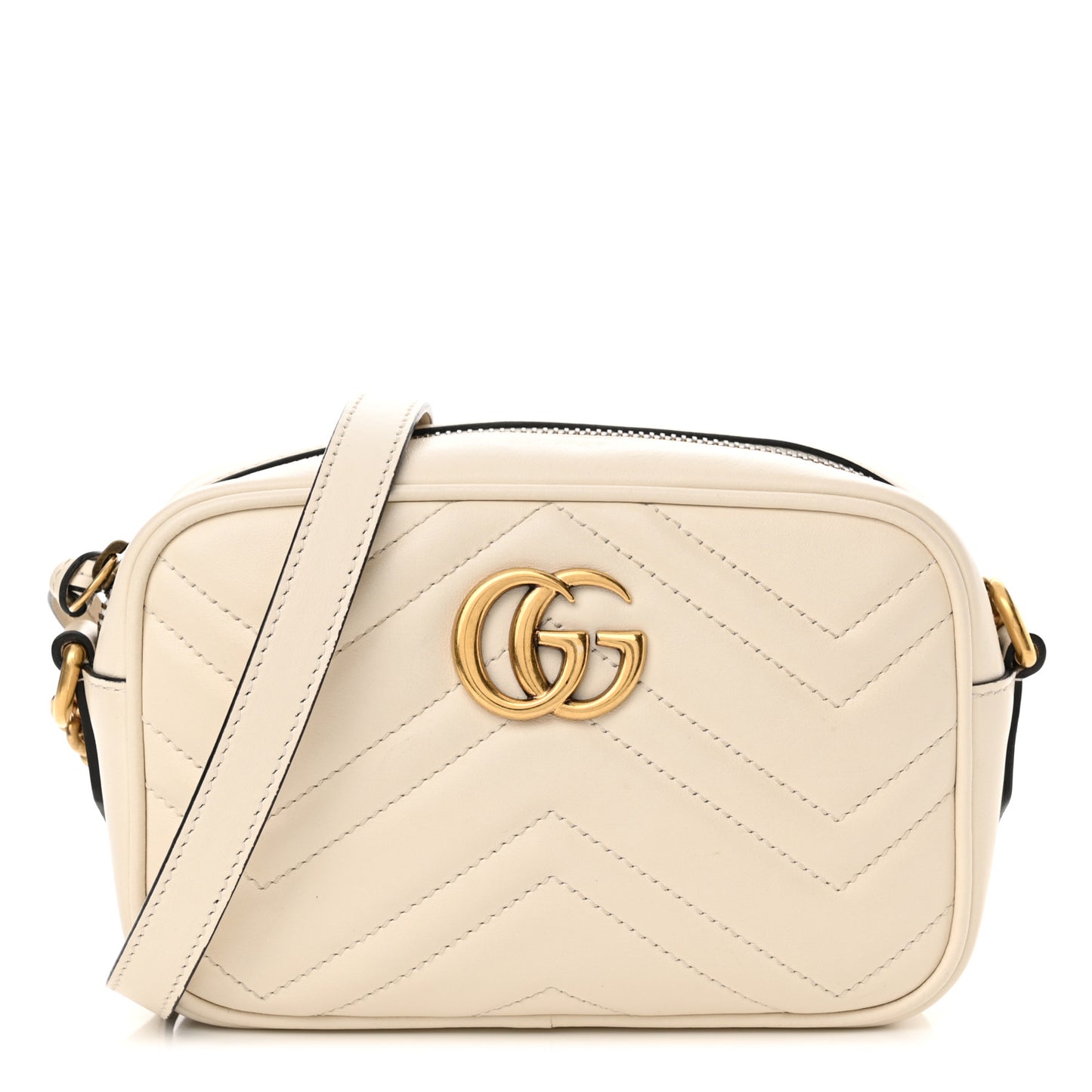 Calfskin Matelasse Mini GG Marmont Chain Shoulder Bag White
