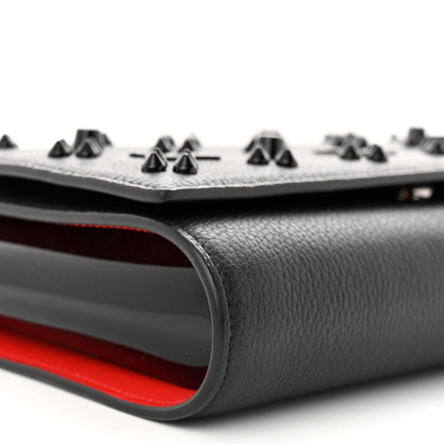 Calfskin Spikes Loubinthesky Paloma Clutch Black