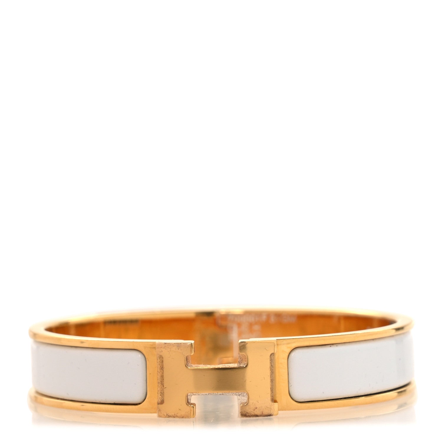 Hermes Enamel Narrow Clic Clac H Bracelet GM White 1890523