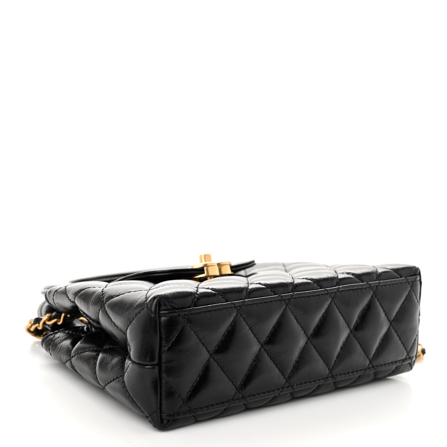 Chanel Shiny Aged Calfskin Quilted Nano Kelly Shopper Black 4 of 10