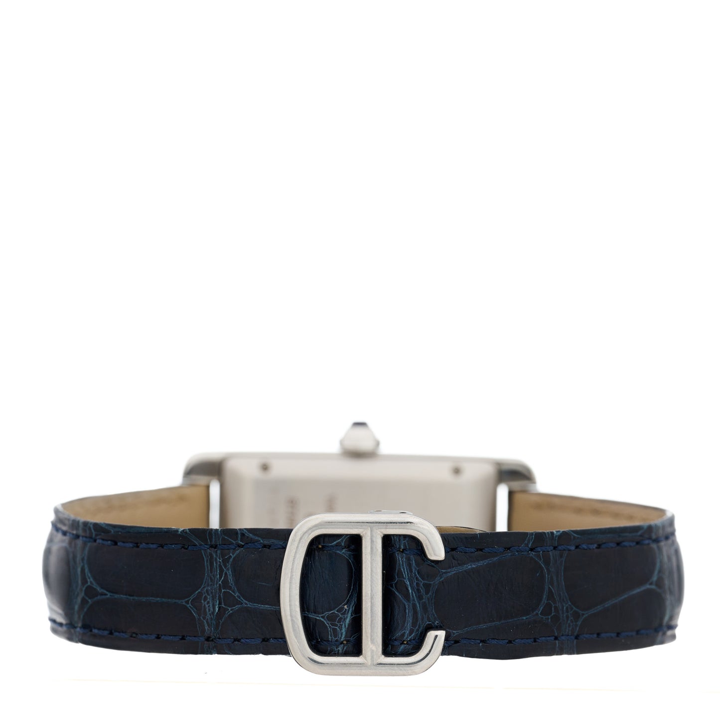 Stainless Steel Alligator 22mm Tank Americaine Automatic Watch Blue