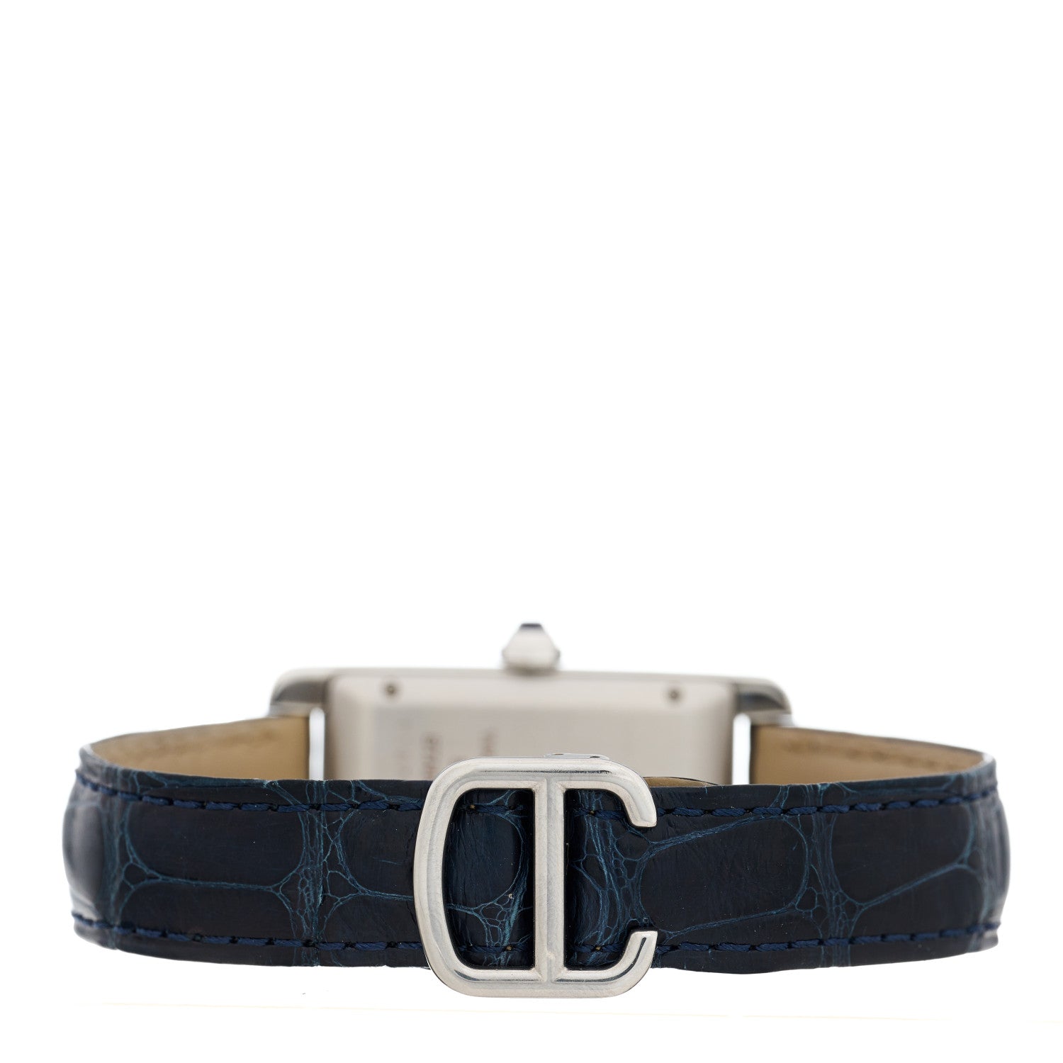 Cartier Stainless Steel Alligator 22mm Tank Americaine Automatic Watch Blue 3 of 5