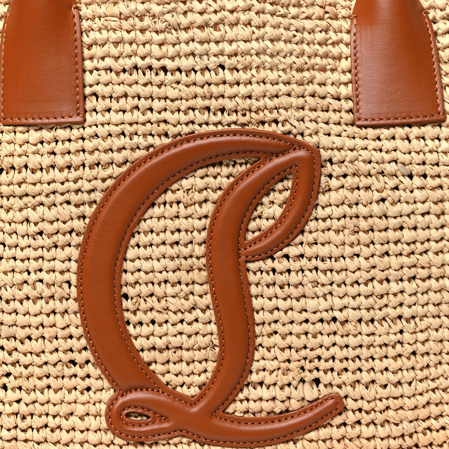 Raffia Calfskin Small By My Side Tote Natural Cuoio