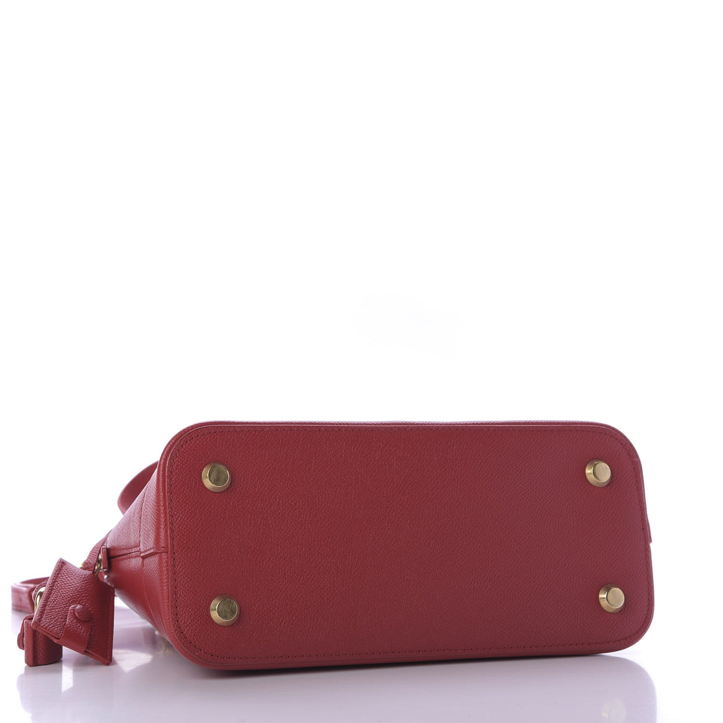 Signature Grained Calfskin Logo S Ville Top Handle Bag Rouge Lantern Black