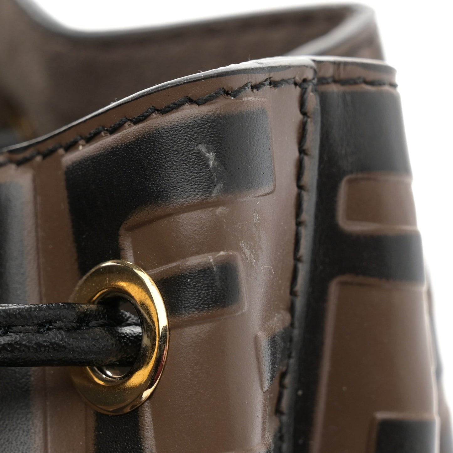 Vitello Liberty F is Fendi Bi-Color FF 1974 Embossed Mini Mon Tresor Bucket Bag Maya Black
