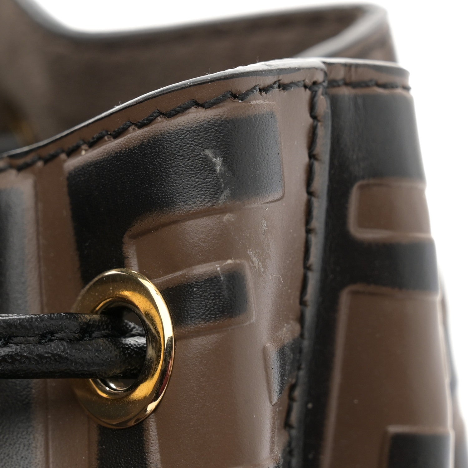 Fendi Vitello Liberty F is Fendi Bi-Color FF 1974 Embossed Mini Mon Tresor Bucket Bag Maya Black 11 of 11