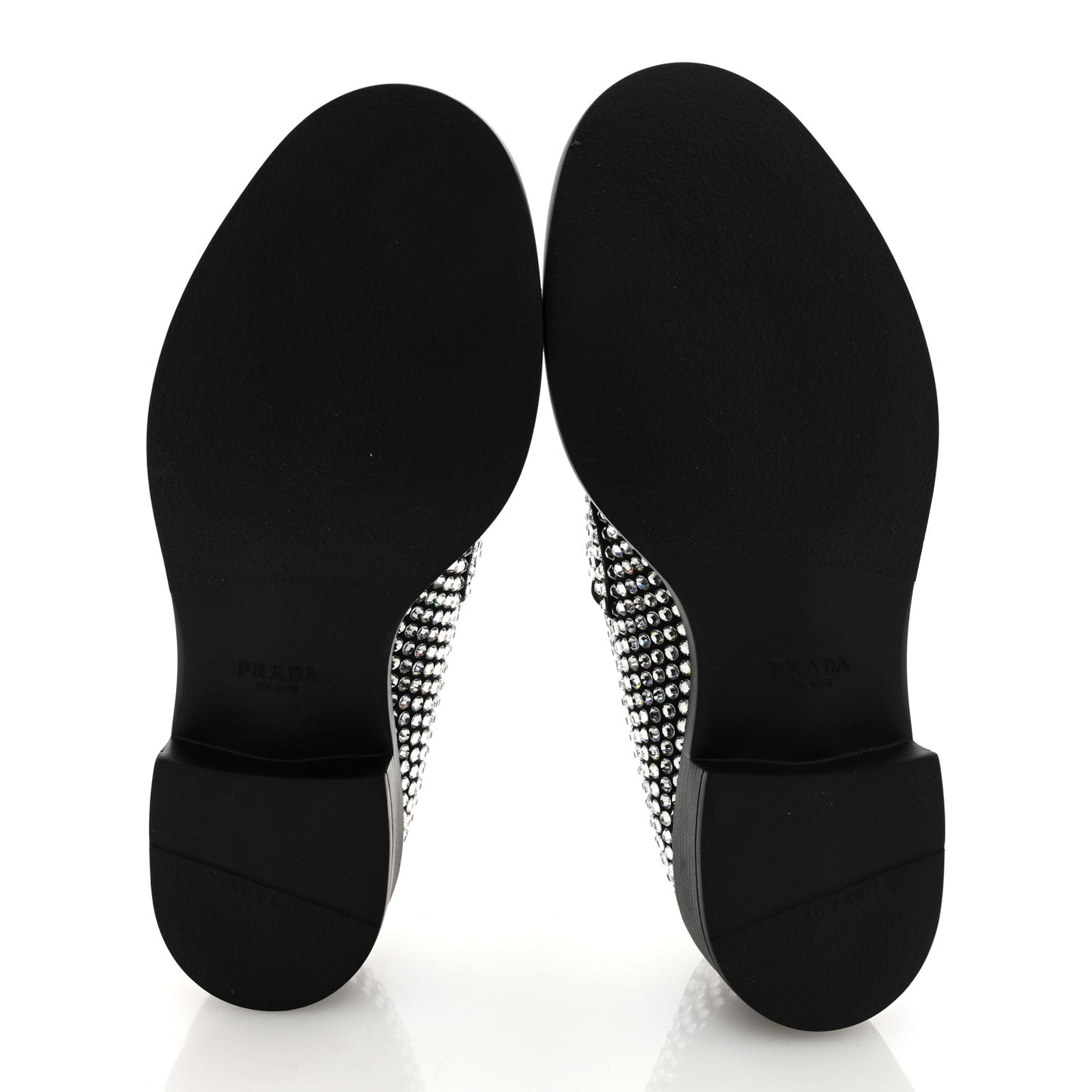 Satin Crystal Metal Triangle Logo 50mm Loafers 37.5 Cristal