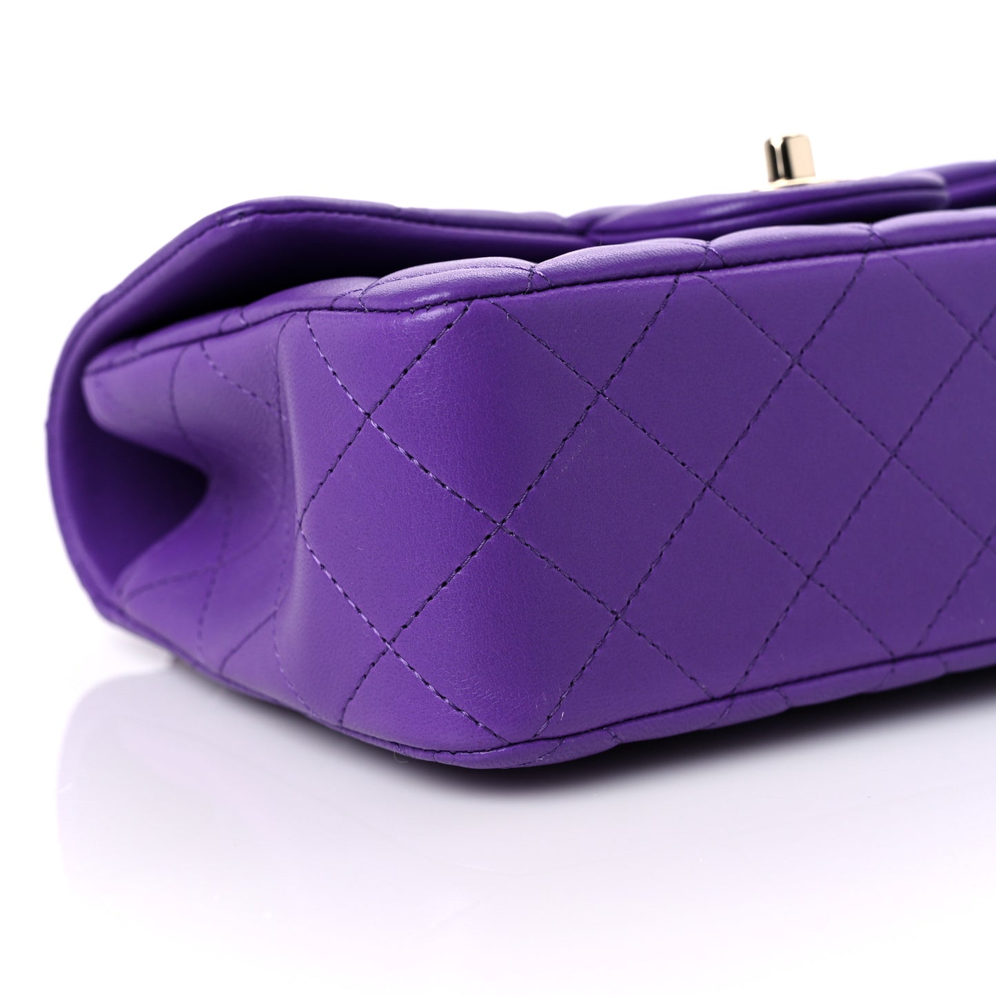 Lambskin Quilted Mini Top Handle Rectangular Flap Dark Purple