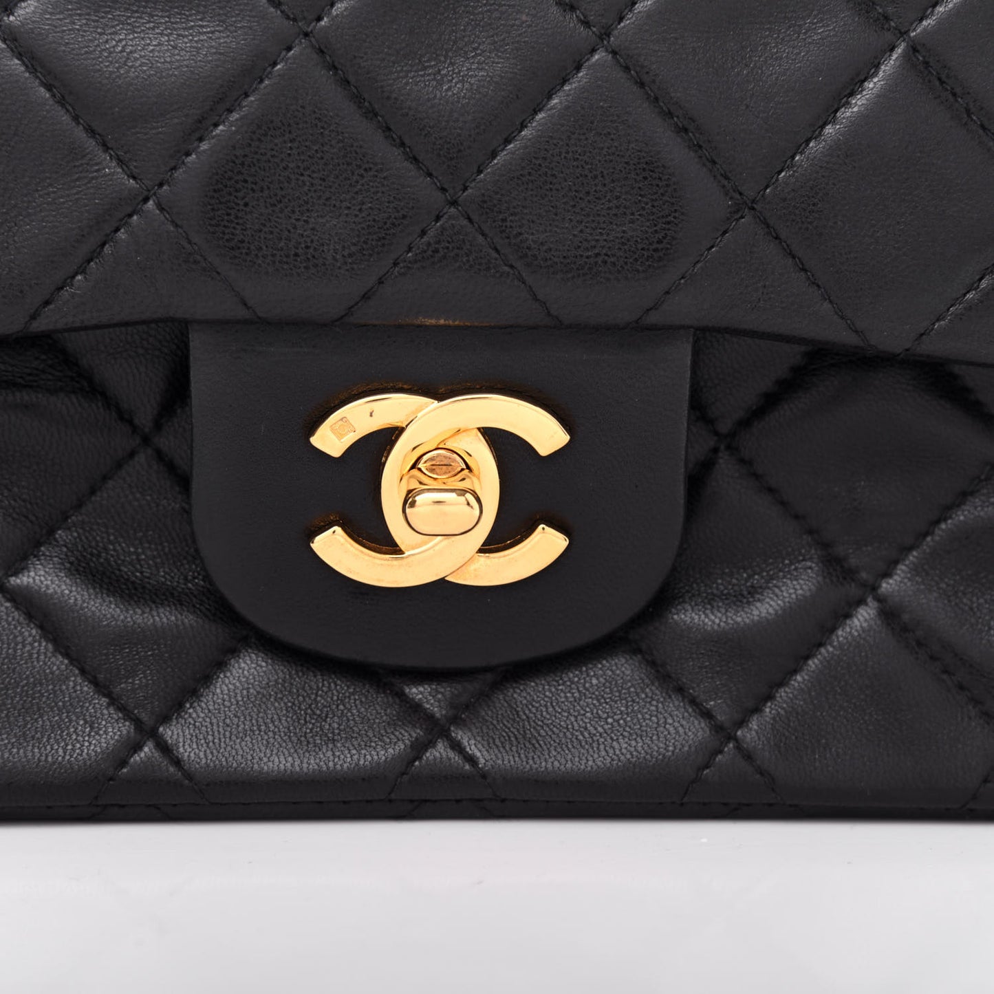 Lambskin Quilted Small Double Flap Black