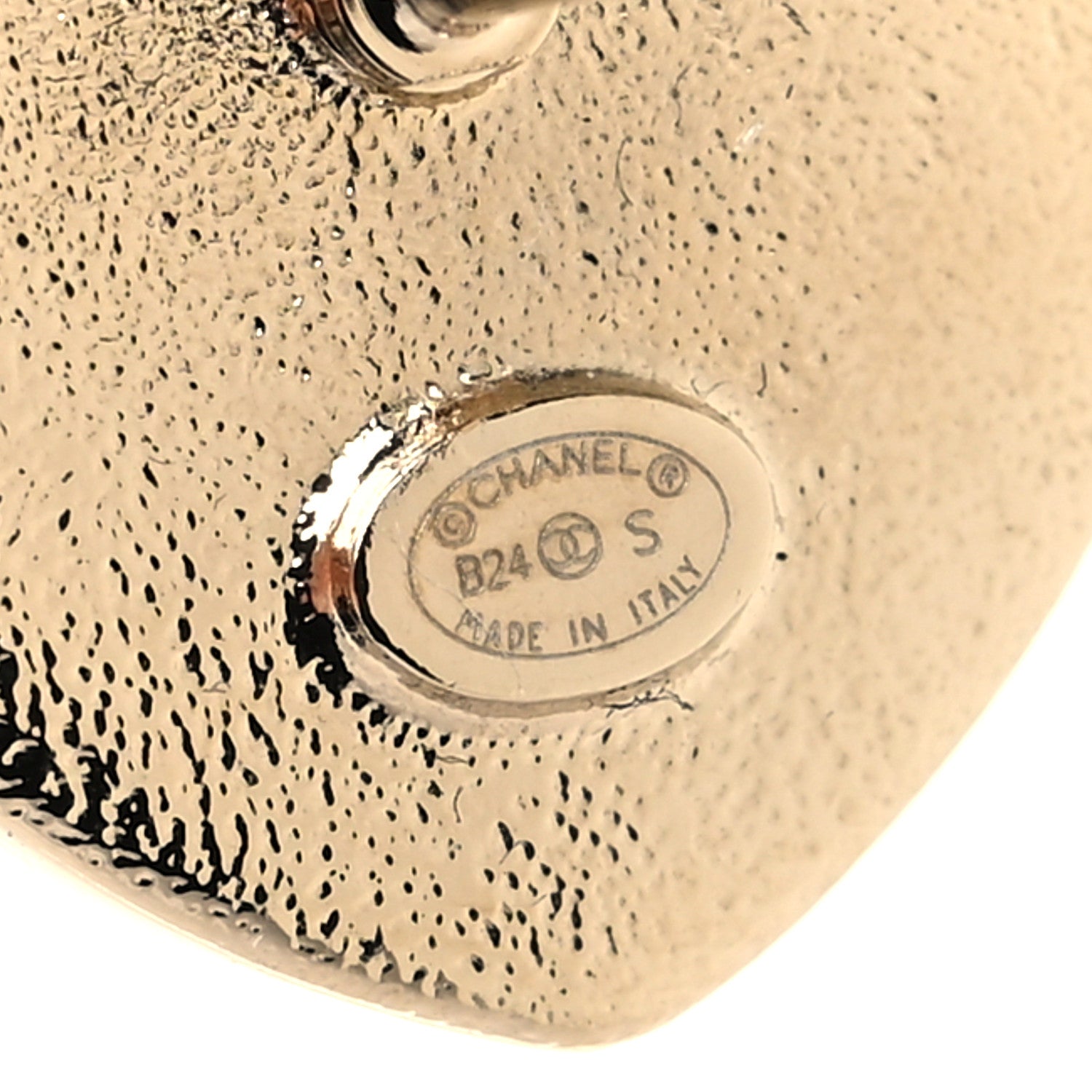 Chanel Crystal CC Resin Heart Earrings Gold Pink White 4 of 5