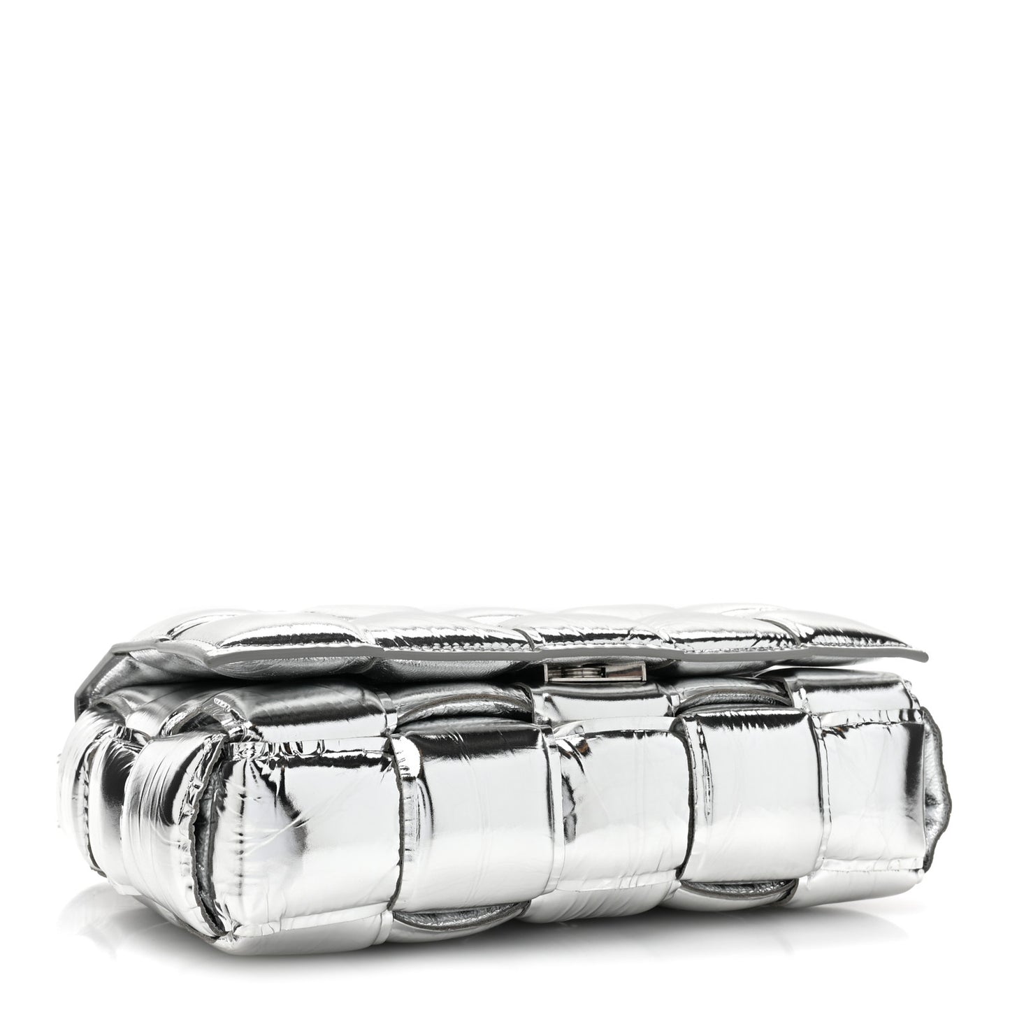 Metallic Lambskin Padded Cassette Crossbody Bag Silver