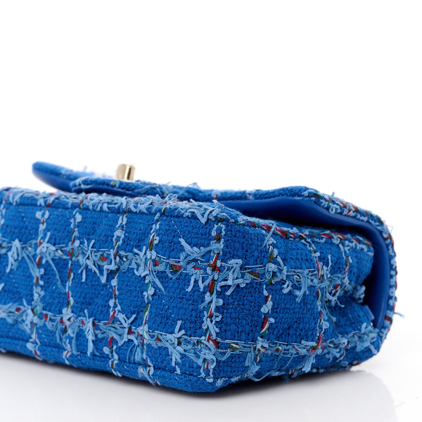 Tweed Quilted Mini Rectangular Flap Blue Red Khaki