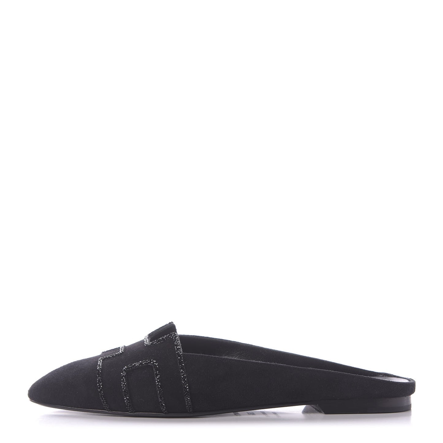 Suede Goatskin Rhinestone Roxane Mules 36.5 Black