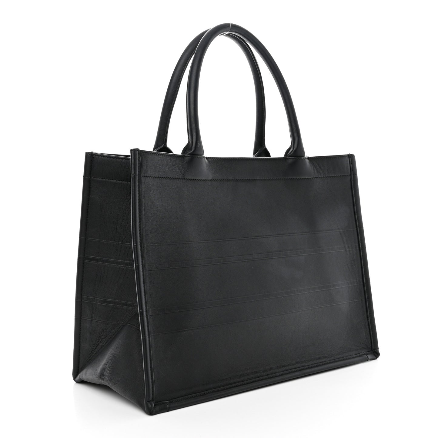 Calfskin Embossed Medium Book Tote Black