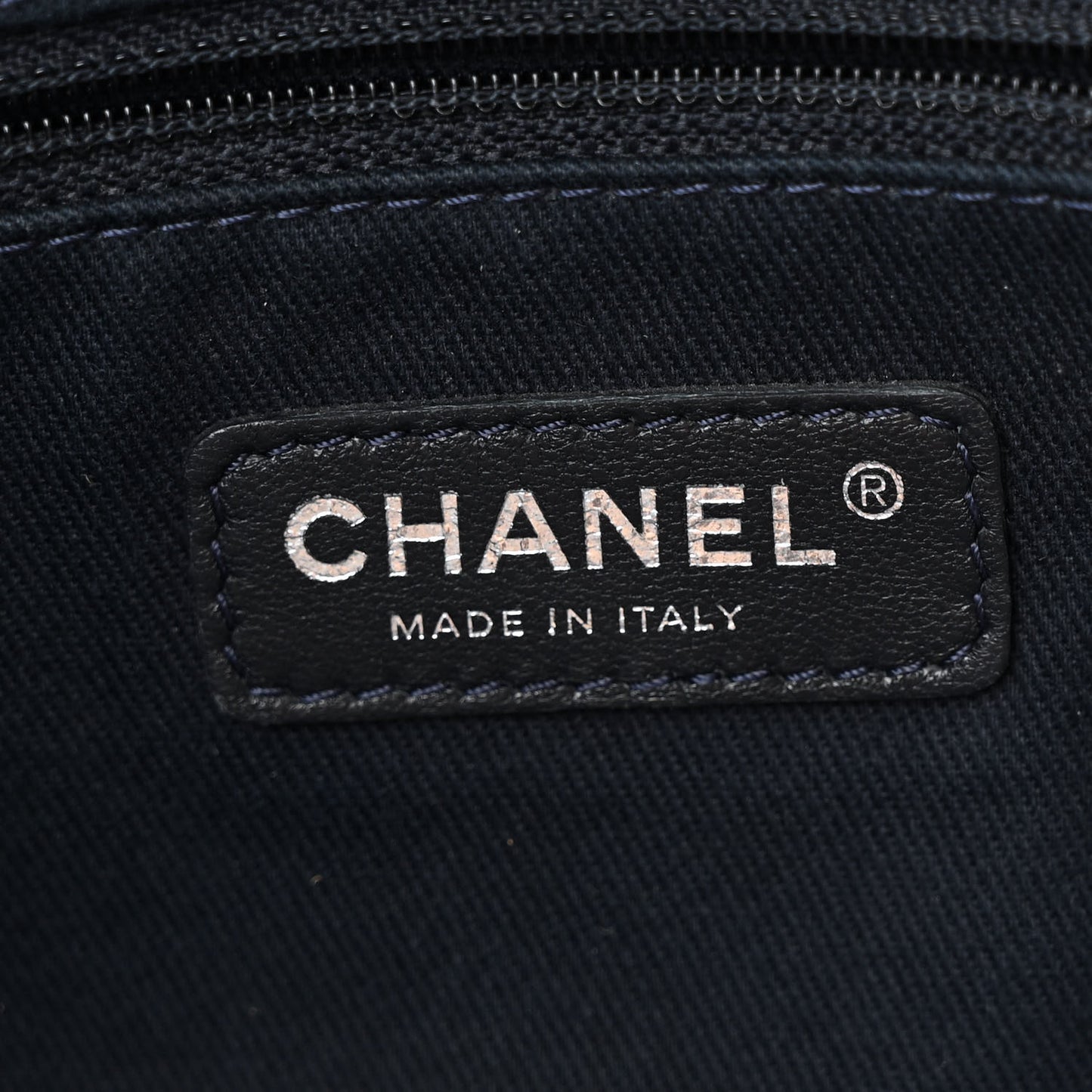 Denim Small Deauville Tote Dark Blue White