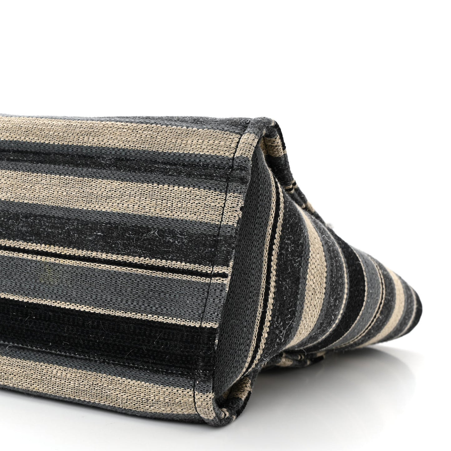Striped Canvas Medium Deauville Tote Black
