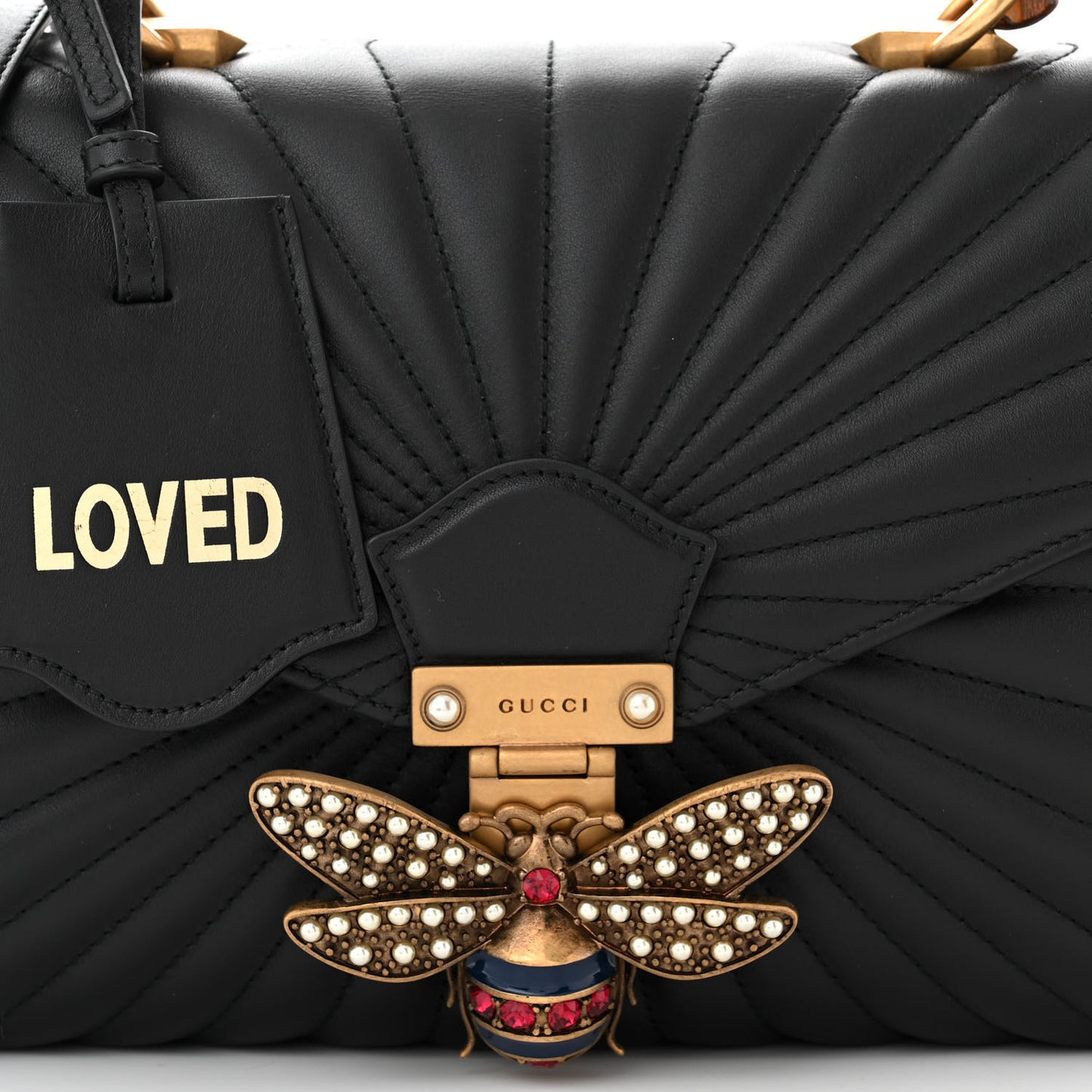 Calfskin Bamboo Trapuntata Queen Margaret Top Handle Bag Black